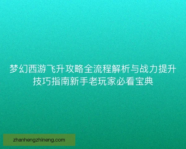 梦幻西游飞升攻略全流程解析与战力提升技巧指南新手老玩家必看宝典