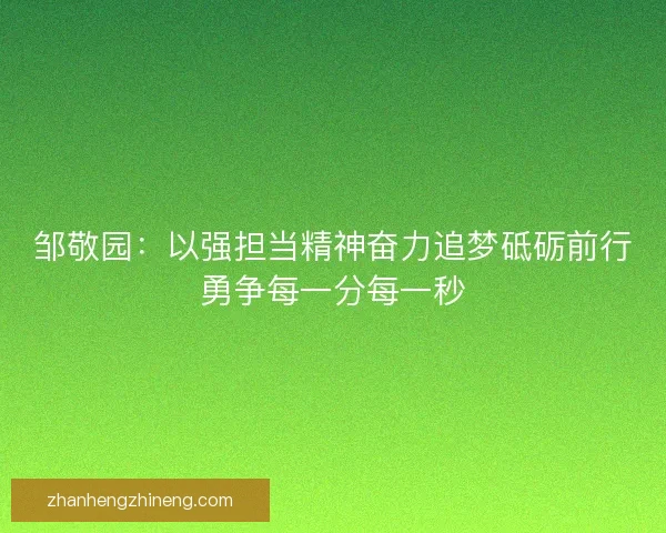 邹敬园：以强担当精神奋力追梦砥砺前行勇争每一分每一秒